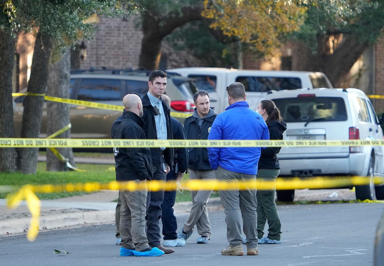 Police investigate at the scene of a shooting on Austral Loop in the Circle C Ranch neighborhood in Southwest Austin on Dec. 6.