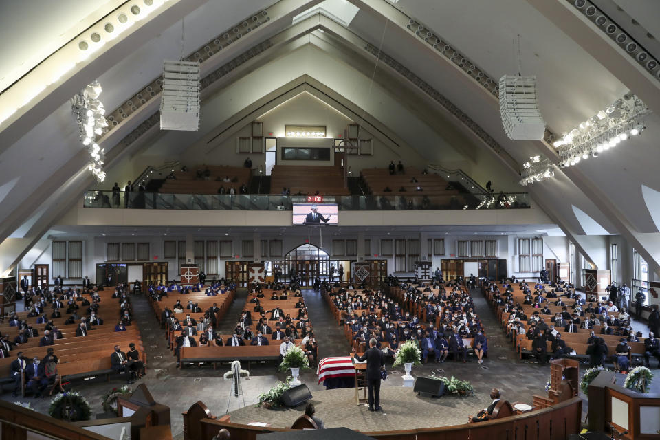 Former President Barack Obama gives the eulogy at the funeral service for Rep. John Lewis at Ebenezer Baptist Church on July 30, 2020, in Atlanta.  (Photo: Getty Images)