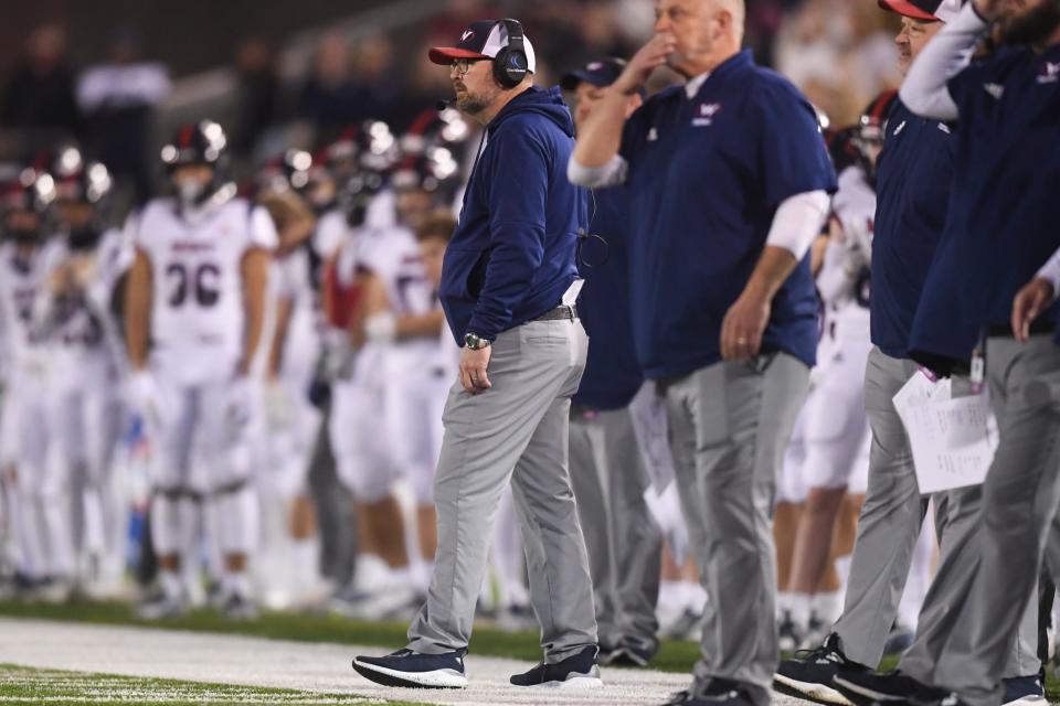 West’s head coach Lamar Brown is seen on the sidelines during the BlueCross Bowl Class 5A championship game between West and Page at Finley Stadium, in Chattanooga, Tenn., on Friday, Dec. 2, 2022. 