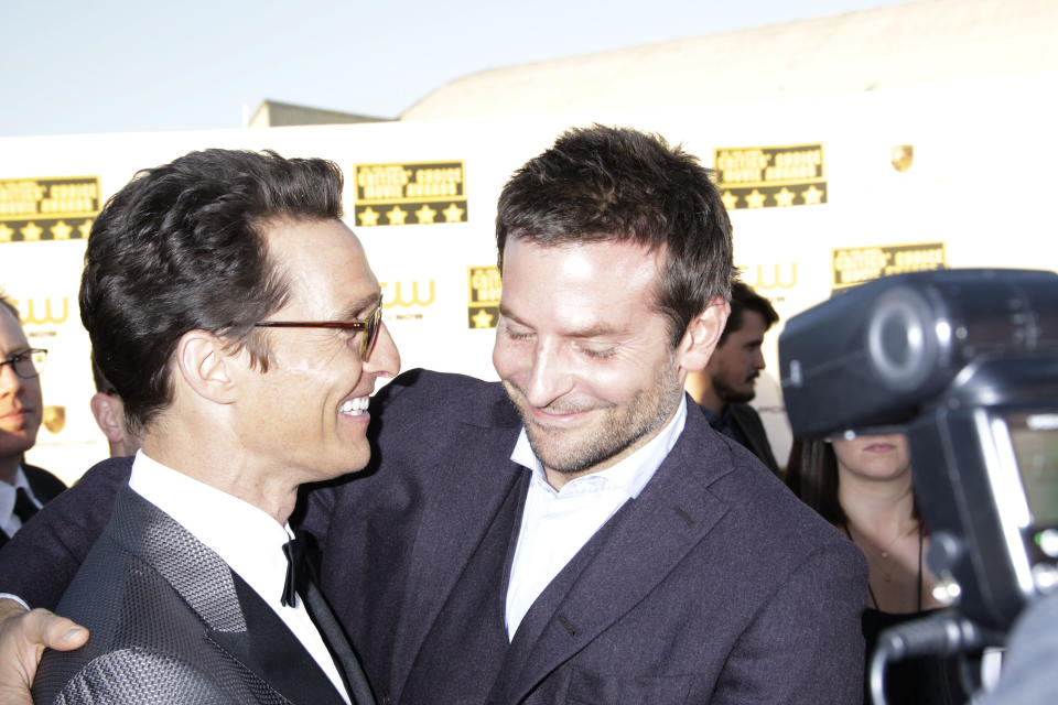 Matthew McConaughey greets Bradley Cooper at 19th Annual Critic's Choice Awards on January 16, 2014 in Santa Monica, California. Francis Specker /Landov