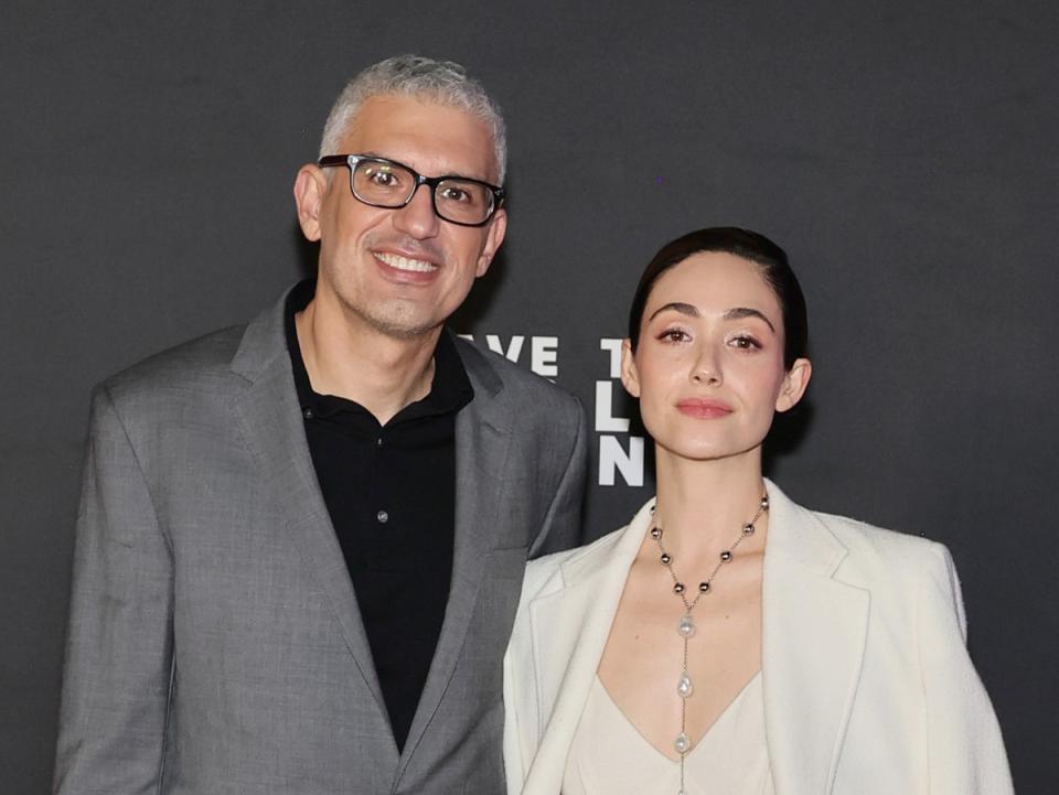 Sam Esmail and Emmy Rossum at the premiere of “Leave The World Behind” in  December 2023 (Theo Wargo/Getty Images)