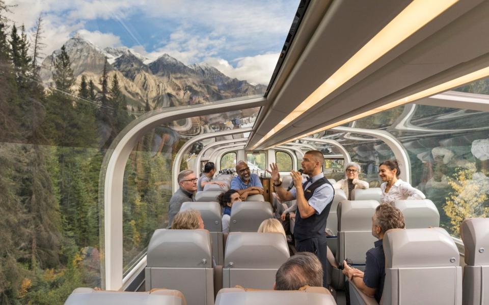 Views Rocky Mountaineer huge viewing platforms epic Belmond Andean Explorer Cusco region Peru how to do luxury train journey affordable less money 2022 trip travel - Laara Cerman/Laara Cerman