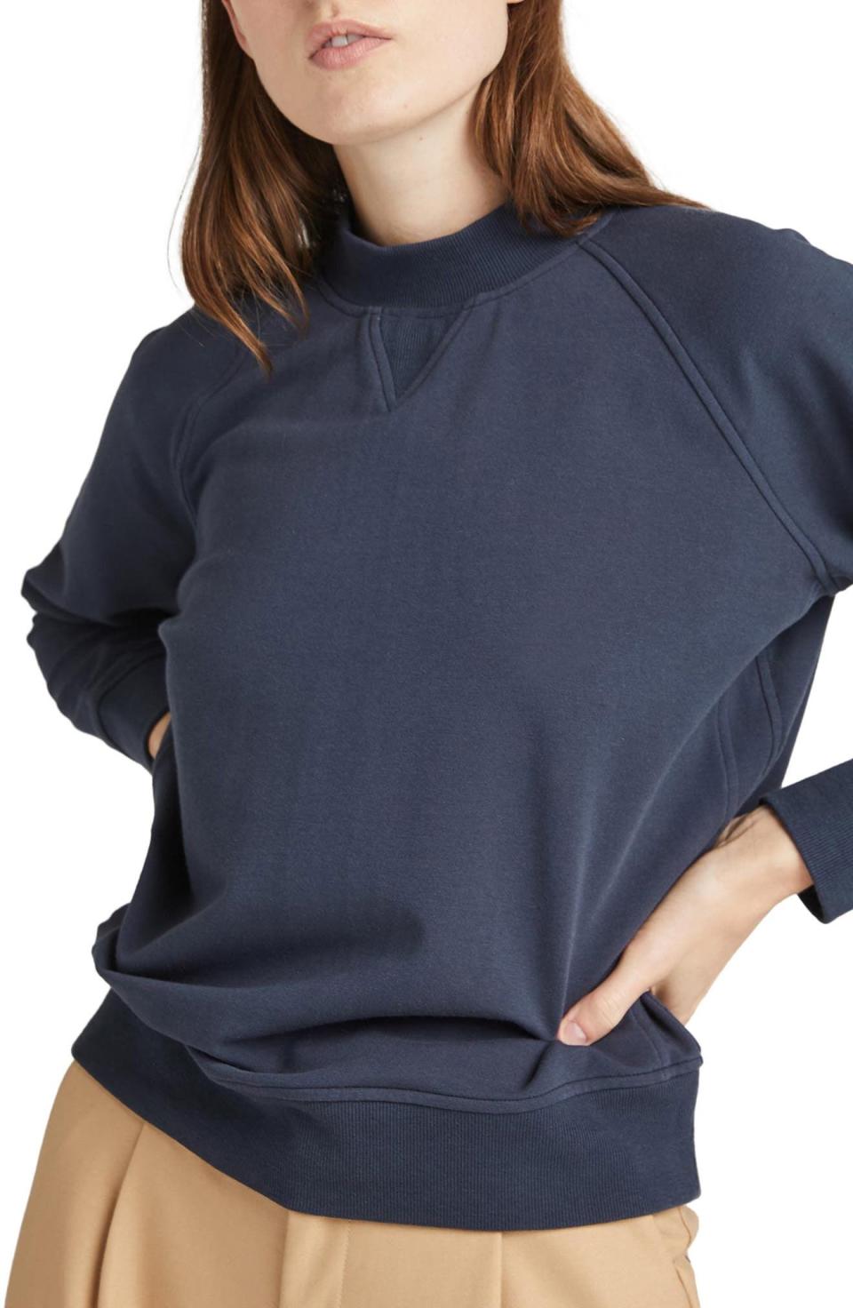 Mock Neck Terry Sweatshirt