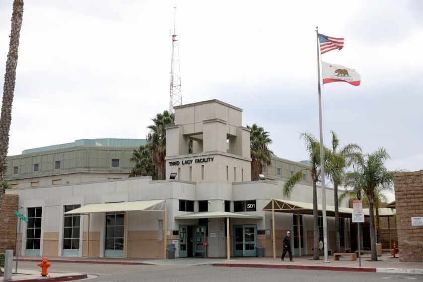 ORANGE, CALIF. -- MONDAY, DECEMBER 30, 2019: The Orange County Sheriff's Department announces the soon to be opening of the Housing Unit for Military Veterans at the Theo Lacy Facility in Orange, Calif., on Dec. 30, 2019. The Orange County Sheriff's Department opens its first-ever housing unit for select inmates verified as U.S. veterans. The housing unit will include 32 beds. (Gary Coronado / Los Angeles Times)