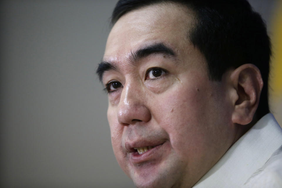 Andres Bautista, head of the Philippine Commission on Good Government (PCGG), which is tasked to recover the alleged ill-gotten wealth of the late strongman Ferdinand Marcos, speaks in a news conference at suburban Mandaluyong city east of Manila, Philippines Wednesday, Feb. 12, 2014. The Philippine government has recovered more than $29 million from the Swiss accounts of late dictator Marcos and the search for more of his hidden wealth continues 28 years after he was toppled, the official said Friday.(AP Photo/Bullit Marquez)