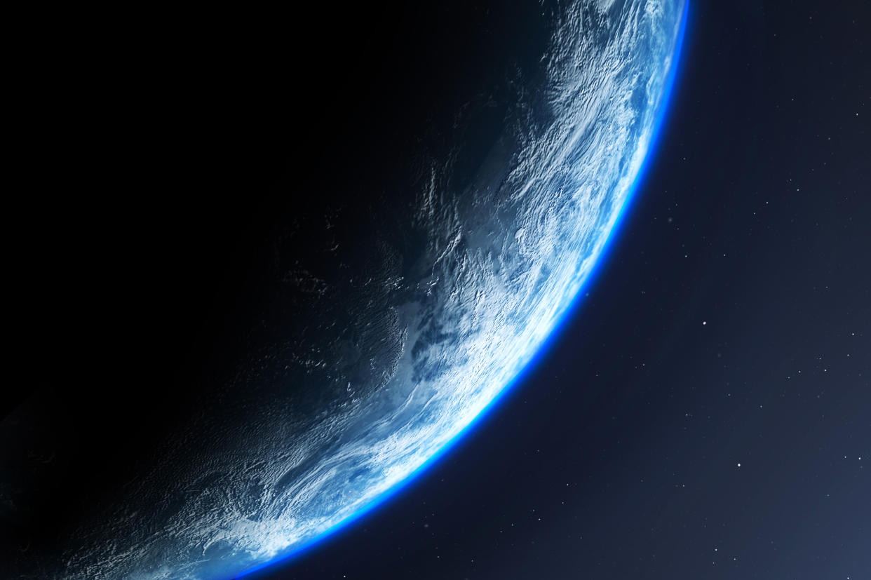 Background of the planet earth viwed from satellite , this image is generated with 3D software   and Elements of this image are provided by NASA