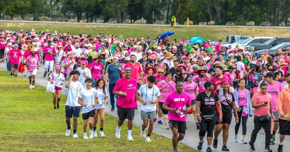 Thousands of people including families with kids, breast cancer survivors, co-survivors, individuals living with metastatic breast cancer, and others joined the 2023 Susan G. Komen Miami/Fort Lauderdale MORE THAN PINK Walk at Amelia Earhart Park in Hialeah during Breast Cancer Awareness month on Saturday, Oct. 14, 2023.