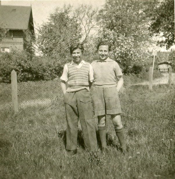 Zigi Shipper and Manfred Goldberg at Lensterhof Convalescence Home in Germany, after liberation in 1945.