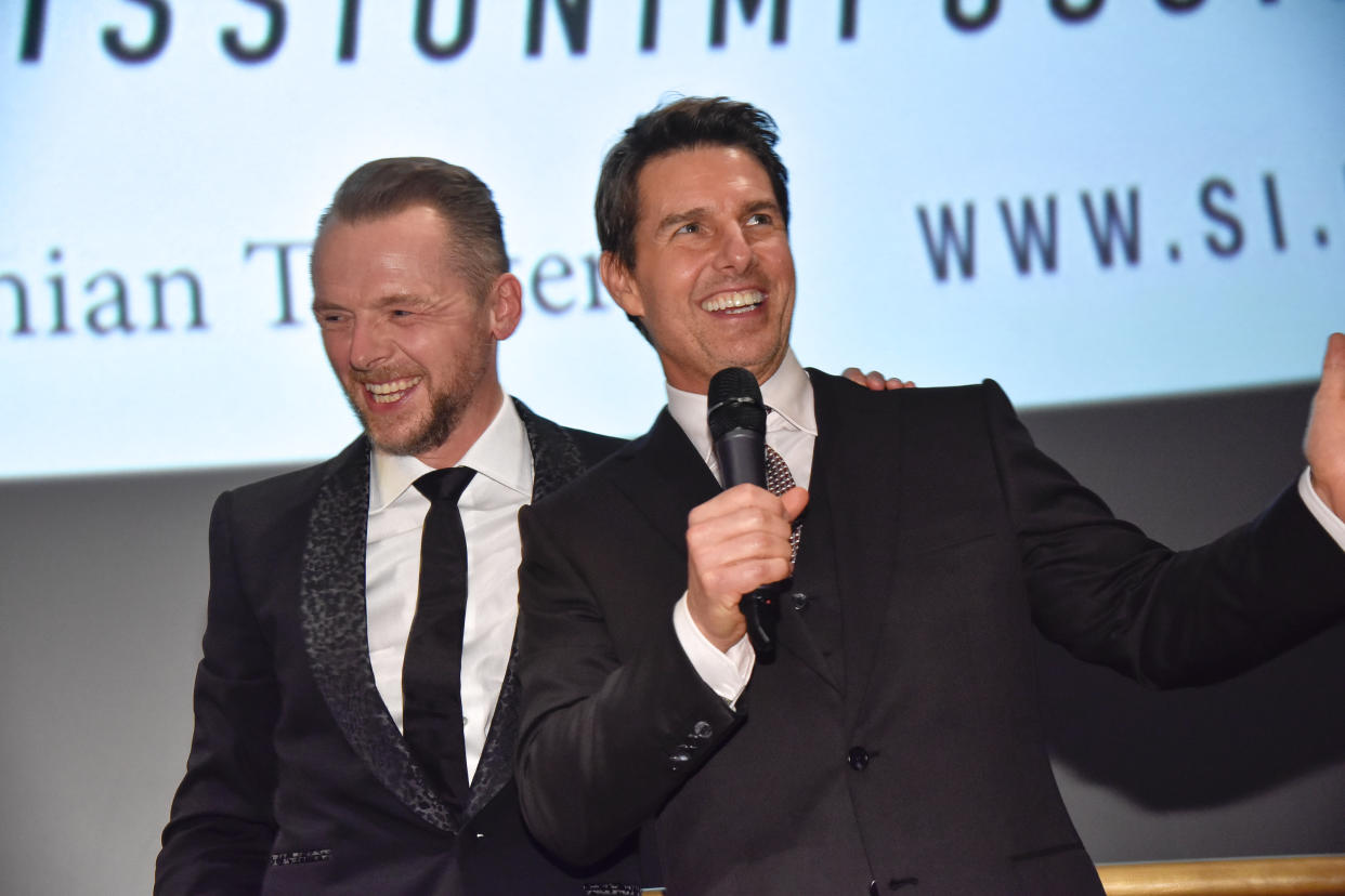 Actors Simon Pegg and Tom Cruise attend the 