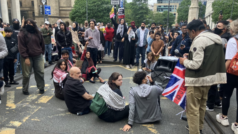 Airport incident protesters in Manchester