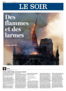 <p>A popular Belgian paper, the translation of the caption is ‘flames and tears’. (Twitter) </p>