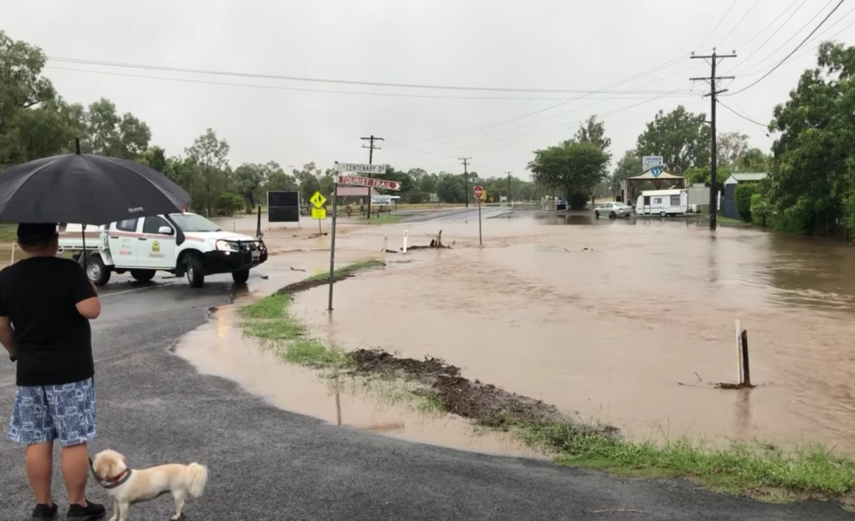 The rain has limited access out of the town, according to residents. Source: Facebook/ Sapphire Caravan and Cabin Park