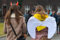 <p>Hundreds take part in the annual ‘Orszak Trzech Kroli’ (English: the Three Kings procession) in Krakow city center, Jan. 6, 2018. The procession, which annually marks the end of the Christmas festivities is a re-enactment of the journey of the Three Wise Men to visit the infant Jesus. (Photo: Artur Widak/NurPhoto via Getty Images) </p>