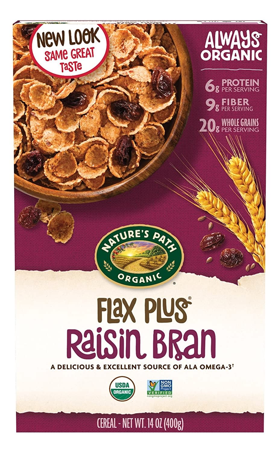 NATURE'S PATH ORGANIC FLAX PLUS RAISIN BRAN, Best High Fiber Cereal