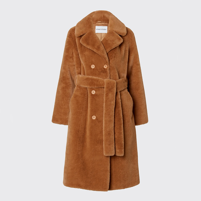 Faustine Faux-Fur Double-Breasted Coat