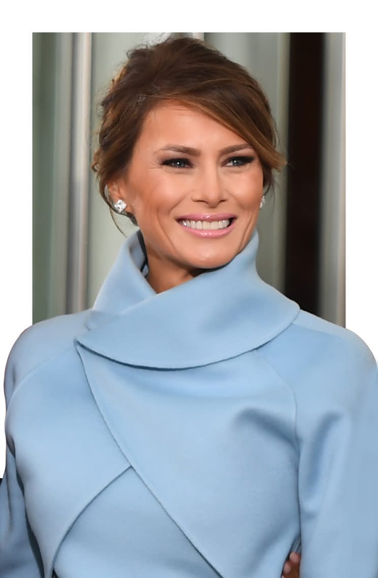 Melania Trump strikes a pose the morning of Inauguration 2017 with a new 'do. (Photo: Getty Images)