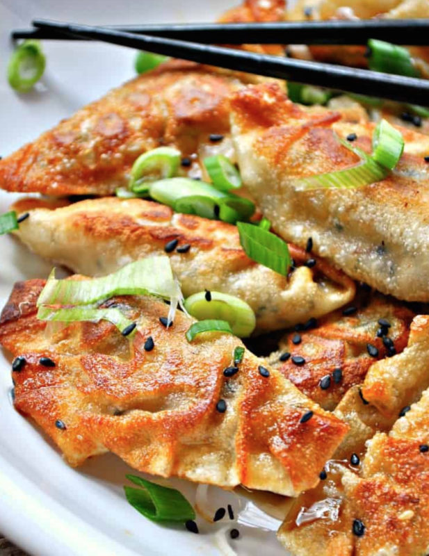 <p>Rabbits and Wolves</p><p>Dumplings filled with delicious sesame tofu and green onions. Quick, easy and can be steamed or fried!</p><p><strong>Get the recipe: <a href="https://www.rabbitandwolves.com/vegan-sesame-tofu-dumplings/" rel="nofollow noopener" target="_blank" data-ylk="slk:Vegan Sesame Tofu Dumplings;elm:context_link;itc:0;sec:content-canvas" class="link rapid-noclick-resp"><em>Vegan Sesame Tofu Dumplings</em></a></strong></p>