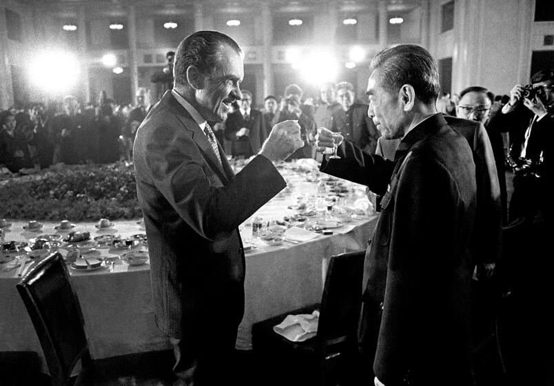 President Richard Nixon, left, and Chinese Premier Chou En-Lai in 1972