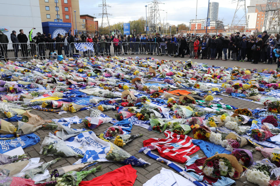 Tributes have been left outside the King Power stadium (PA)