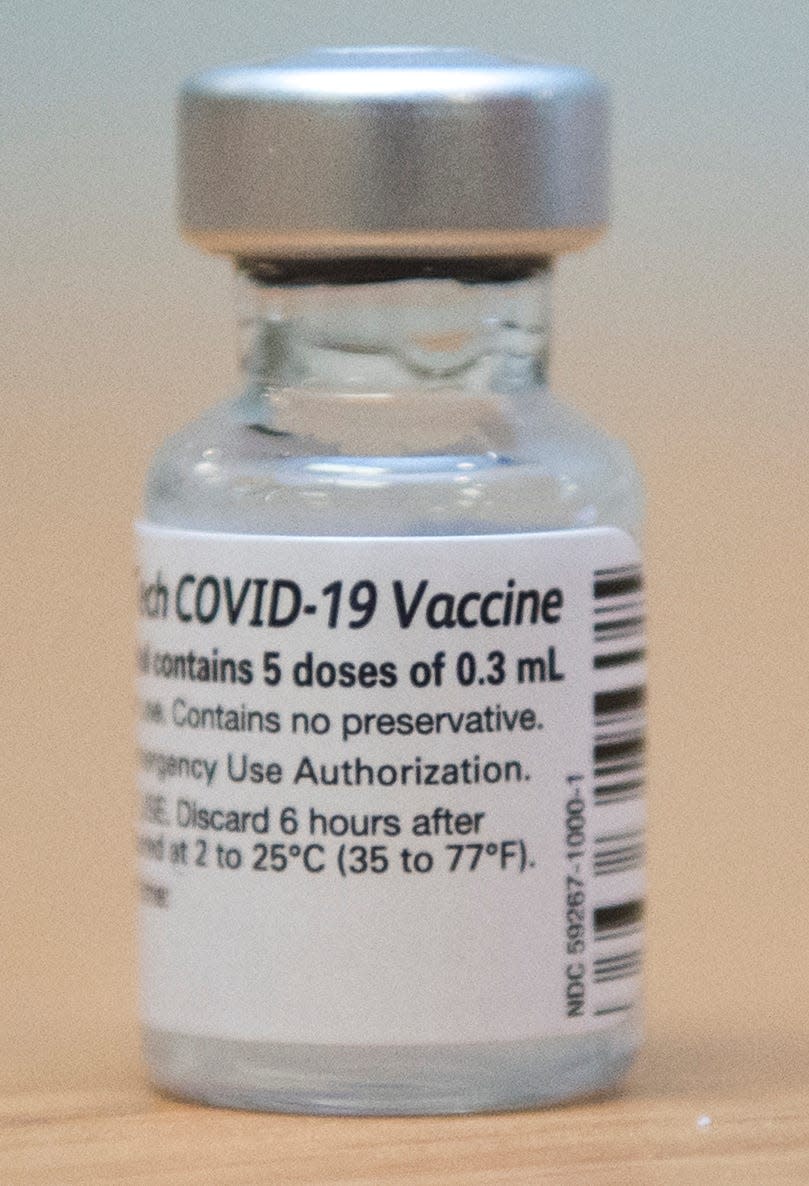 A vial of the Pfizer COVID-19 vaccine.