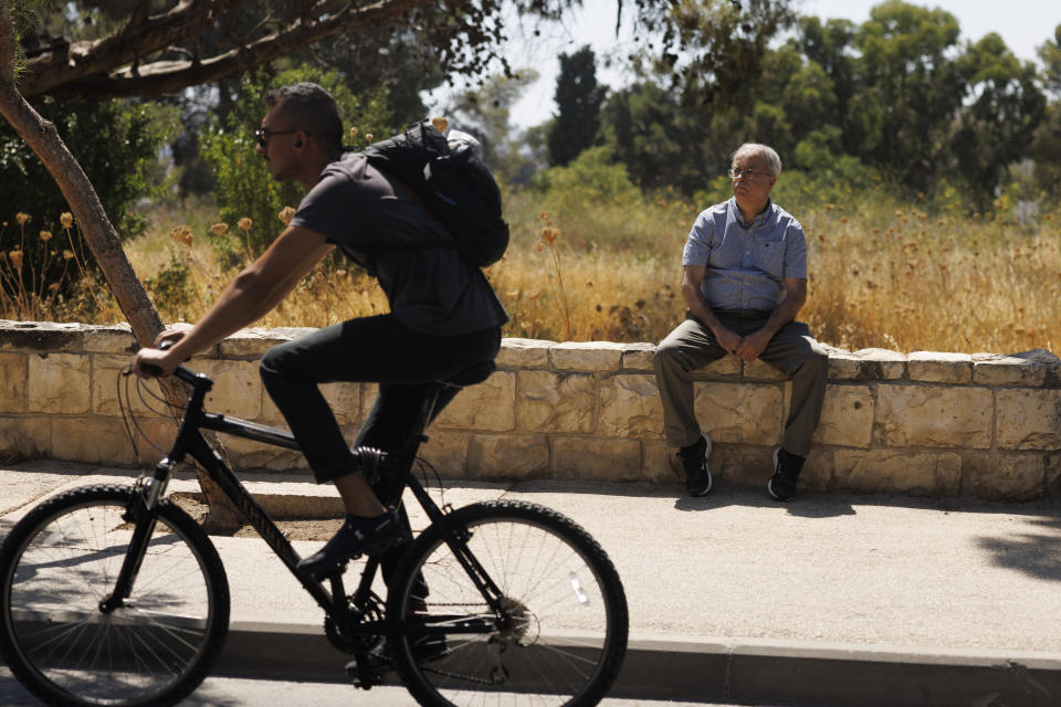 Hasan Khalidi at the proposed site of a new U.S. embassy in Jerusalem on Thursday.  (Kobi Wolf for NBC News)