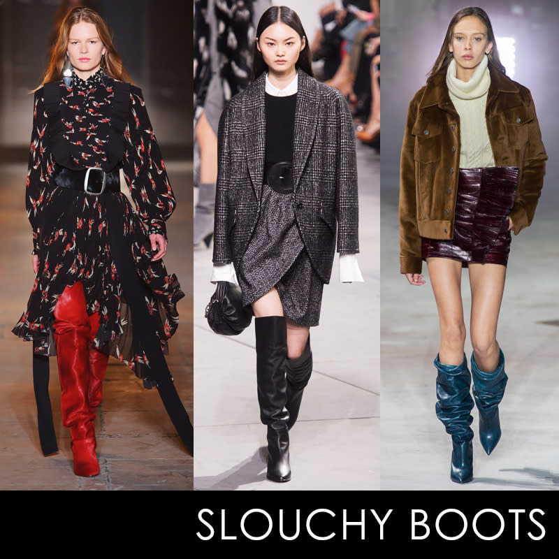 <p>Over-the-knee boots have had a major moment for several seasons now, and slouchy iterations are stepping in as the new look. We love them in supple leather neutrals and vivid colors.</p> <h4>Isabel Marant, Michael Kors Collection, Saint Laurent. Photos: ImaxTree.</h4> <p> <strong>Related Articles</strong> <ul> <li><a rel="nofollow noopener" href="http://thezoereport.com/fashion/style-tips/box-of-style-ways-to-wear-cape-trend/?utm_source=yahoo&utm_medium=syndication" target="_blank" data-ylk="slk:The Key Styling Piece Your Wardrobe Needs;elm:context_link;itc:0;sec:content-canvas" class="link ">The Key Styling Piece Your Wardrobe Needs</a></li><li><a rel="nofollow noopener" href="http://thezoereport.com/beauty/hair/ouai-jen-atkin-new-product/?utm_source=yahoo&utm_medium=syndication" target="_blank" data-ylk="slk:Ouai Is Launching A New Product—You Never Saw This Coming;elm:context_link;itc:0;sec:content-canvas" class="link ">Ouai Is Launching A New Product—You Never Saw This Coming</a></li><li><a rel="nofollow noopener" href="http://thezoereport.com/beauty/makeup/pinterest-makeup-elf-studio-baked-highlighter/?utm_source=yahoo&utm_medium=syndication" target="_blank" data-ylk="slk:The Most Popular Highlighter On Pinterest Is Only $4;elm:context_link;itc:0;sec:content-canvas" class="link ">The Most Popular Highlighter On Pinterest Is Only $4</a></li> </ul> </p>