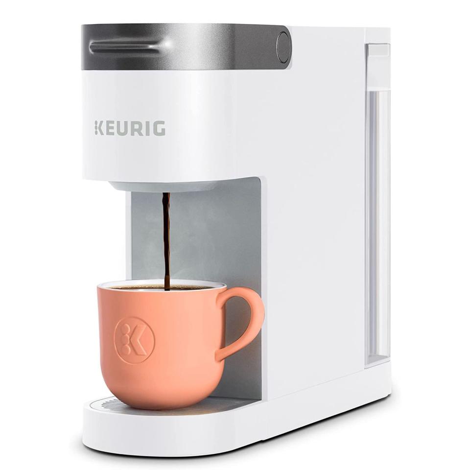 <p><strong>Keurig</strong></p><p>amazon.com</p><p><strong>$89.99</strong></p><p><a href="https://www.amazon.com/dp/B08V8C8N42?tag=syn-yahoo-20&ascsubtag=%5Bartid%7C10049.g.36149947%5Bsrc%7Cyahoo-us" rel="nofollow noopener" target="_blank" data-ylk="slk:Shop Now;elm:context_link;itc:0" class="link ">Shop Now</a></p><p>This crisp white Keurig maker would make any coffee drinker happy. You can give it to your younger sibling heading off to college for the first time or bring it to your next housewarming for a seriously nice gift.</p>