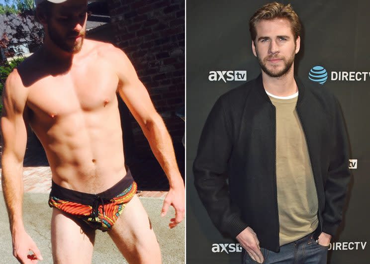 Liam Hemsworth hat sich modetechnisch bei der Badehose vergriffen. (Bild: Instagram/liamhesworth, AP Photo)