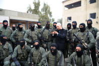 <p>Israeli President Shimon Peres visits the Israeli Police counterterrorist unit on February 3, 2011 in an unidentified location in Israel. (Amos Ben Gershom/GPO via Getty Images) </p>