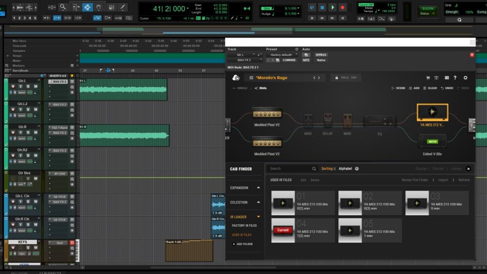 Screenshot of impulse responses in Positive Grid BIAS FX 2