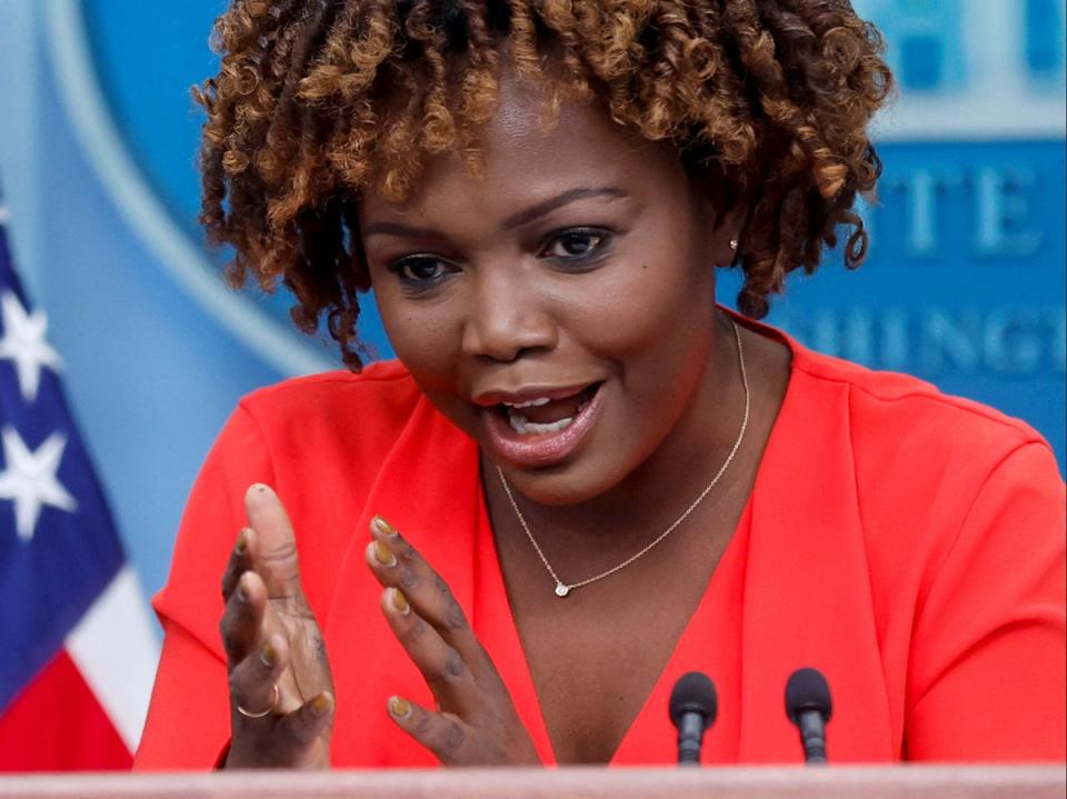 White House Press Secretary Karine Jean-Pierre holds the daily press briefing at the White House in Washington, U.S. January 11, 2023 (REUTERS)