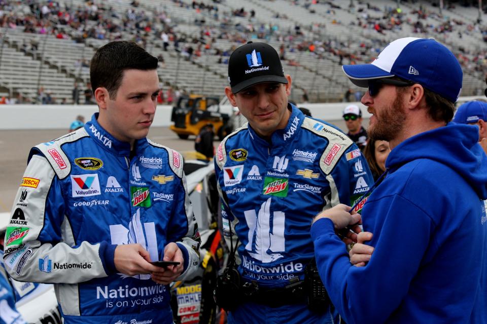 Alex Bowman (L) has two top-10 finishes while subbing for Dale Earnhardt Jr. (R) (Getty)