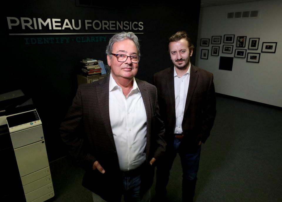 Ed and Michael Primeau of Primeau Forensics in Rochester Hills on Wednesday, April 25, 2023.