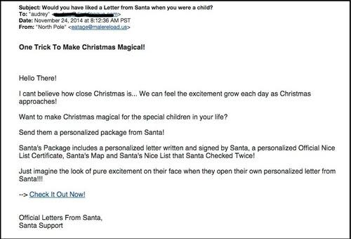 Letters from Santa spam