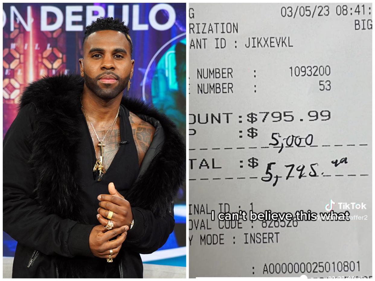 Jordan Schaffer shared a receipt from Derulo's meal on TikTok.