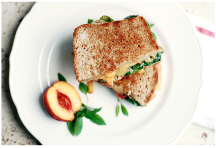 Grilled Cheese with Peach Bruschetta