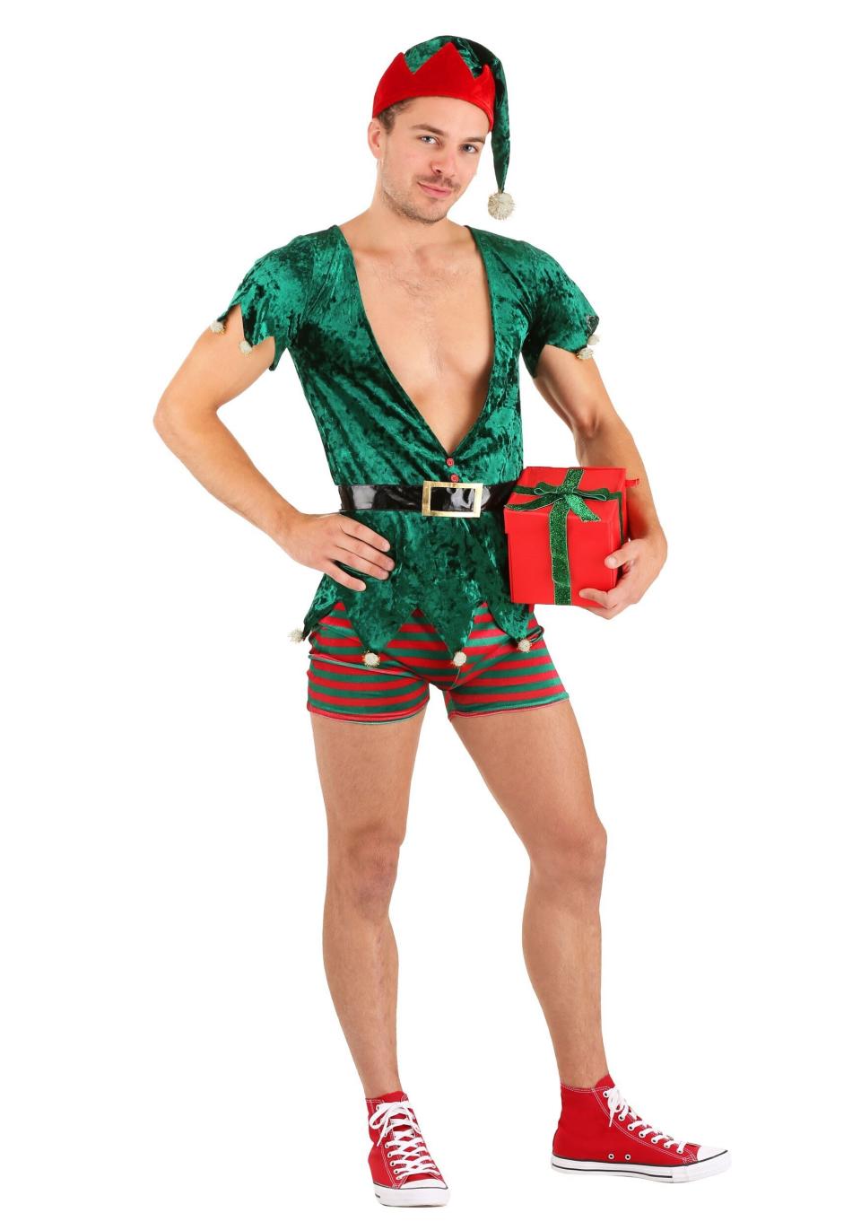 If you're one of those people who fantasize about the romantic goings-on in Santa's workshop, this <a href="https://www.halloweencostumes.com/mens-sexy-christmas-elf-costume.html" target="_blank" rel="noopener noreferrer">sexy elf costume</a> is perfect for role playing.