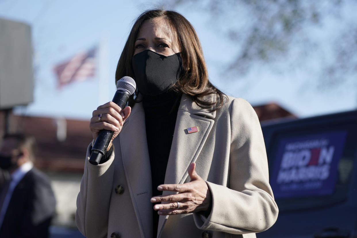 Vice Presidential candidate Kamala Harris on Election Day, in Southfield, Mich. (Photo: Getty Images)