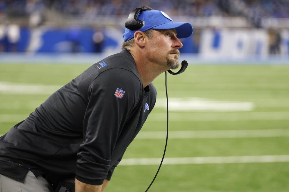 Lions head coach Dan Campbell looks on during the second half of the 41-10 win against the Bears on Jan. 1, 2023 at Ford Field in Detroit.