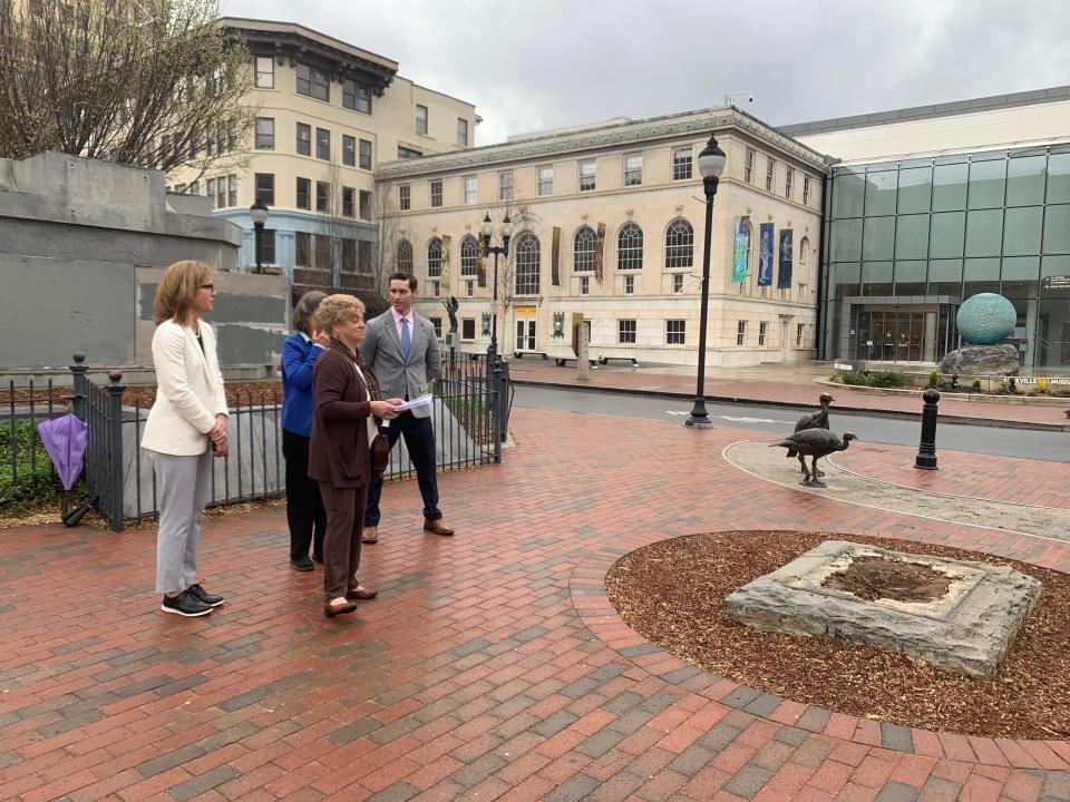 Oralene Simmons delivers a speech during a city of Asheville press conference on the unanimous N.C. Supreme Court decision which upheld the city's removal of the monument to a confederate leader. March 22, 2024.