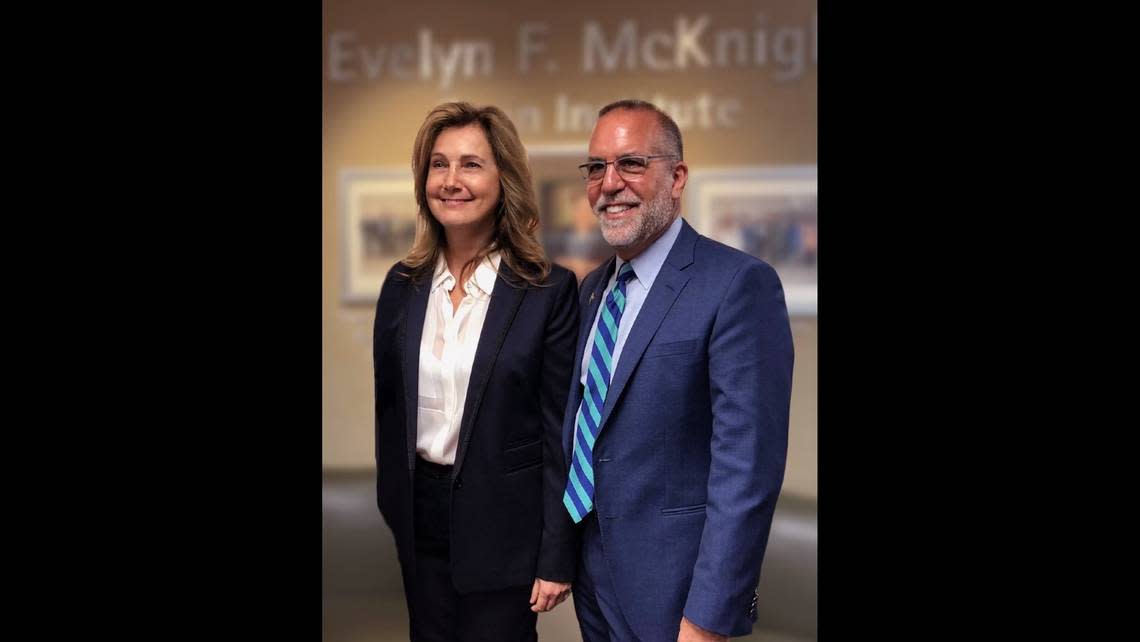 Dr. Tatjana Rundek, scientific director of the Evelyn F. McKnight Brain Institute at the University of Miami, with her longtime mentor, Dr. Ralph Sacco, the University of Miami neurologist.