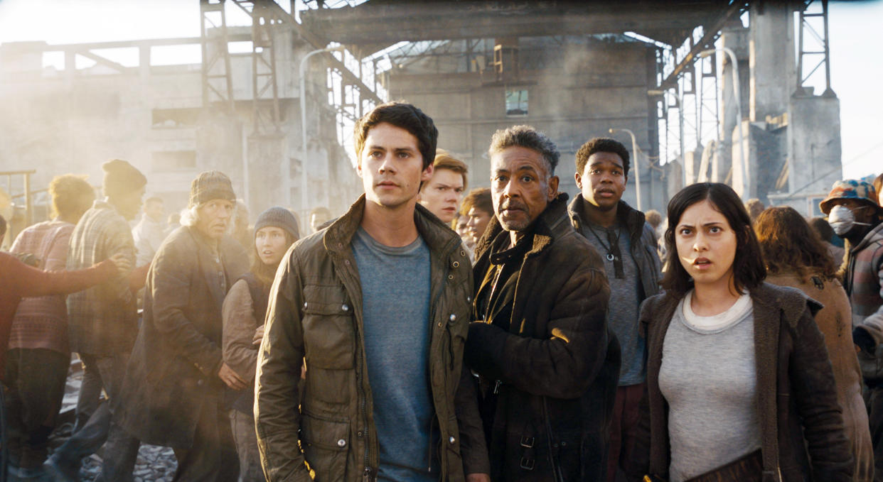 Dylan O’Brien, Giancarlo Esposito, Dexter Darden, and Rosa Salazar in <em>Maze Runner: The Death Cure</em> (Photo: 20th Century Fox/Courtesy Everett Collection)