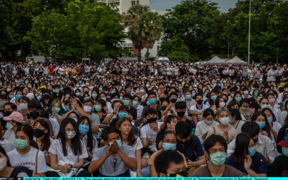 Over 3,000 people are estimated to have participated in the protests, despite the threat of severe punishment under the lese-majeste laws - Lauren DeCicca /Getty Images AsiaPac 