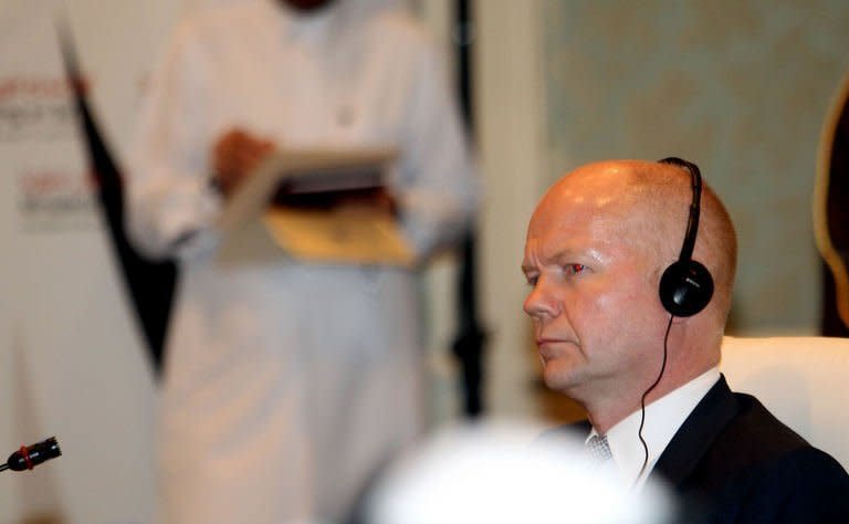 British Foreign Minister William Hague attends the "Friends of Syria" meeting in the Qatari capital Doha, on June 22, 2013