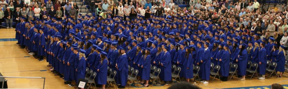 The Aberdeen Central High School Class of 2022 at the beginning of Sunday afternoon's ceremony at Golden Eagles Arena.