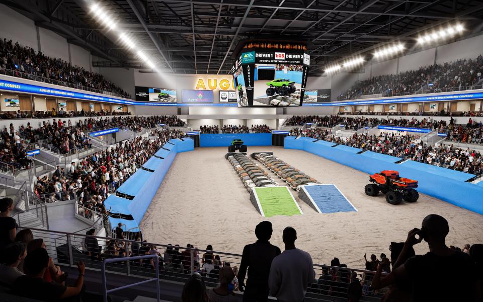 Artist's rendering of the interior of the new James Brown Arena project released on Friday, July 14, 2023.