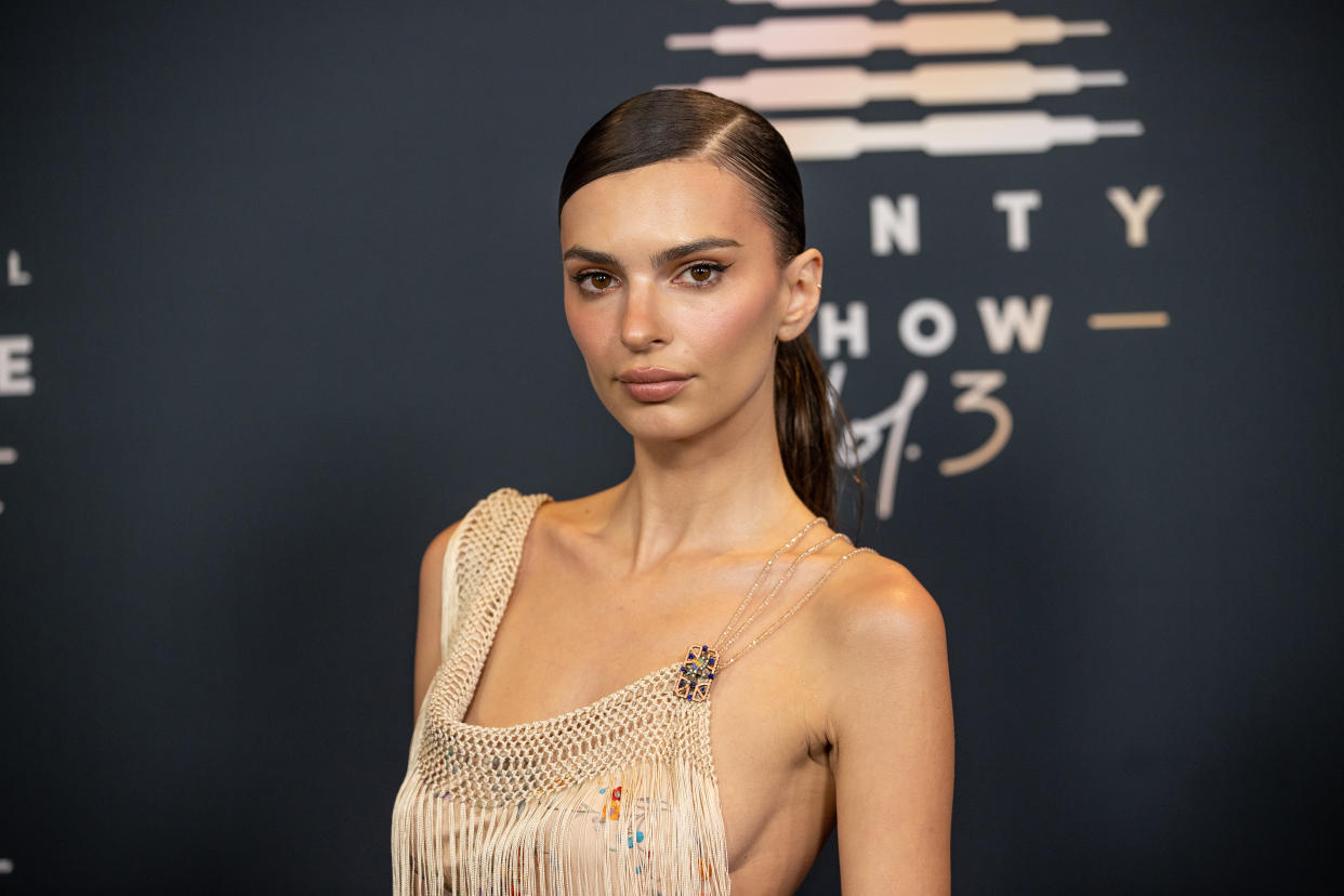 LOS ANGELES, CALIFORNIA - SEPTEMBER 22: In this image released on September 22, Emily Ratajkowski attends Rihanna's Savage X Fenty Show Vol. 3 presented by Amazon Prime Video at The Westin Bonaventure Hotel & Suites in Los Angeles, California; and broadcast on September 24, 2021. (Photo by Emma McIntyre/Getty Images for Rihanna's Savage X Fenty Show Vol. 3 Presented by Amazon Prime Video)