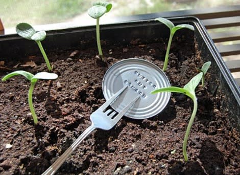 Recycled Can Lid Stamped Garden Markers 