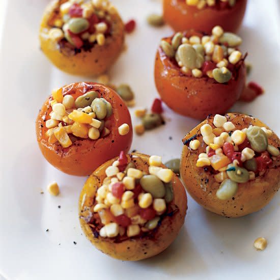 Heirloom Tomatoes Stuffed with Summer Succotash