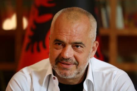 FILE PHOTO: Albania's Prime Minister Edi Rama smiles during an interview in Tirana, Albania June 13, 2017. REUTERS/Florion Goga/File Photo